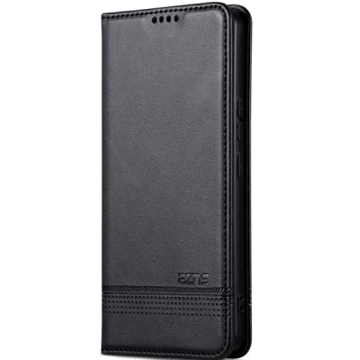 Samsung Galaxy M55 5G (C55,F55) "AZNS" Retro black leather flip case - book | Priedai.lt