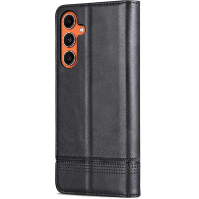 Samsung Galaxy M55 5G (C55,F55) "AZNS" Retro black leather flip case - book | Priedai.lt