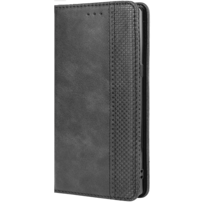 LG Velvet Vintage black leather flip case - booklet with magnet | Priedai.lt