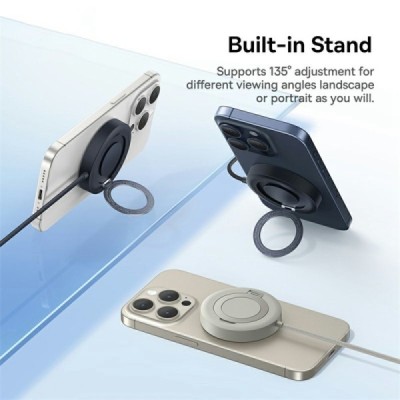 Baseus Simple Mini4 Magnetic Charging Stand Qi2 Wireless Compact Charger - Black (15W) | Priedai.lt