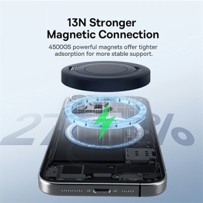 Baseus Simple Mini4 Magnetic Charging Stand Qi2 Wireless Compact Charger - Black (15W) | Priedai.lt