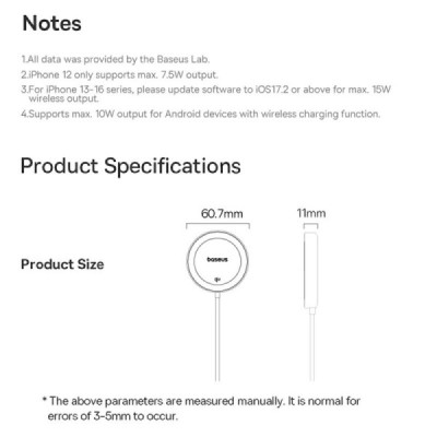 Baseus Simple Mini4 Magnetic Charging Stand Qi2 Wireless Compact Charger - Black (15W) | Priedai.lt