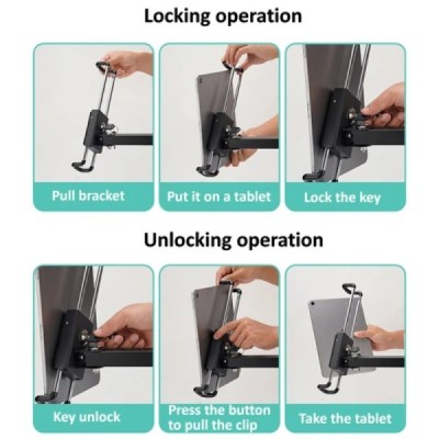 „Saige“ universal wall tablet holder with lock - black | Priedai.LT