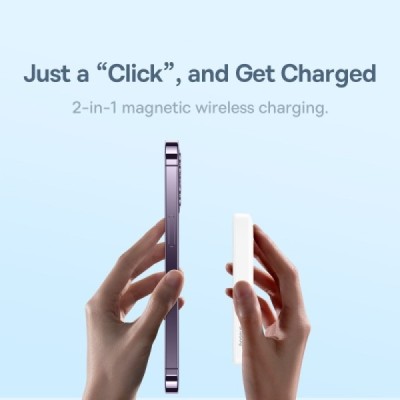 „Baseus“ Magnetic Mini Air MagSafe PowerBank external battery - white (6000 mAh, 20W) | Priedai.LT