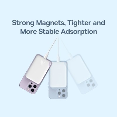 „Baseus“ Magnetic Mini Air MagSafe PowerBank external battery - white (6000 mAh, 20W) | Priedai.LT