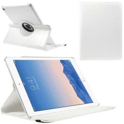 Apple iPad Air 2 solidus atverčiamas baltos spalvos odinis dėklas (360°) - stovas / Priedai.lt
