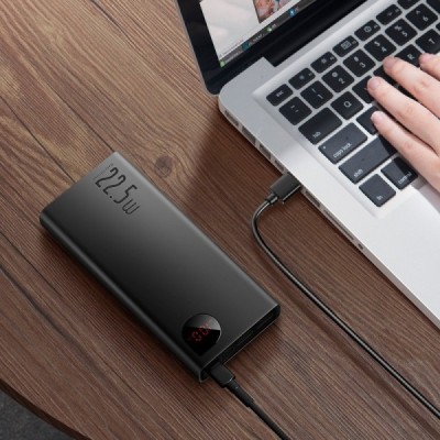 Baseus Adaman Metal Fast Charge External Battery - Black (20000 mAh, 22.5W) | Priedai.LT