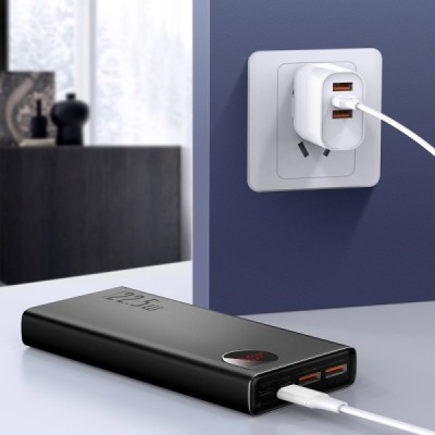 Baseus Adaman Metal Fast Charge External Battery - Black (20000 mAh, 22.5W) | Priedai.LT