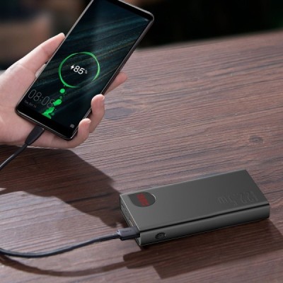 Baseus Adaman Metal Fast Charge External Battery - Black (20000 mAh, 22.5W) | Priedai.LT