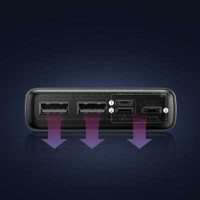 Baseus Adaman Metal Fast Charge External Battery - Black (20000 mAh, 22.5W) | Priedai.LT