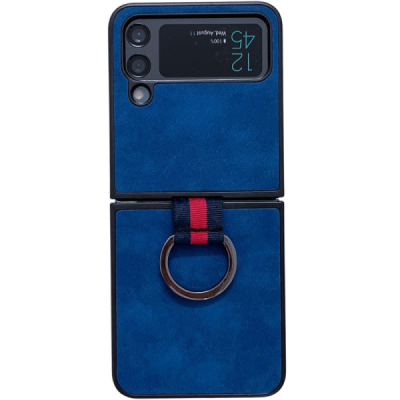 Samsung Galaxy Z Flip4 "Kadem" Ring Kickstand hard plastic case cover - Blue | Priedai.lt