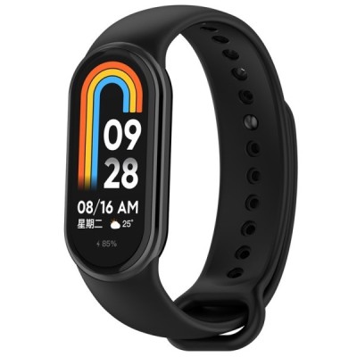 "Kumikoo" smartwatch hard silicone (TPU) bracelet (strap) - black (Xiaomi Smart Band 9 NFC / 9 / 8 NFC / 8) | Priedai.lt