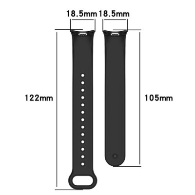 "Kumikoo" smartwatch hard silicone (TPU) bracelet (strap) - black (Xiaomi Smart Band 9 NFC / 9 / 8 NFC / 8) | Priedai.lt