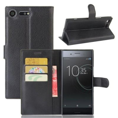 Sony Xperia XZ Premium Binfen Litchi Flip Book Case - Black | Priedai.lt
