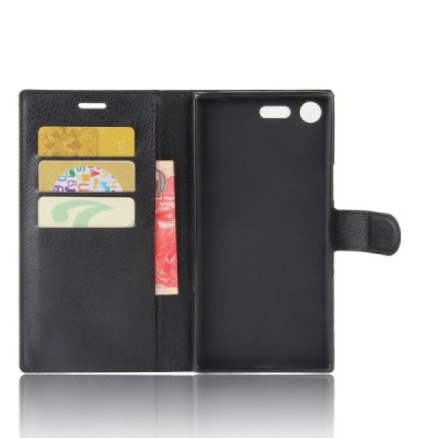 Sony Xperia XZ Premium Binfen Litchi Flip Book Case - Black | Priedai.lt