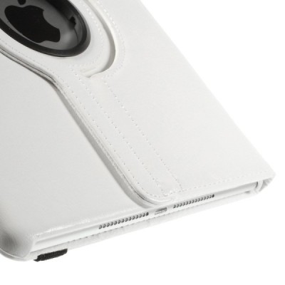 Apple iPad Air 2 solidus atverčiamas baltos spalvos odinis dėklas (360°) - stovas / Priedai.lt