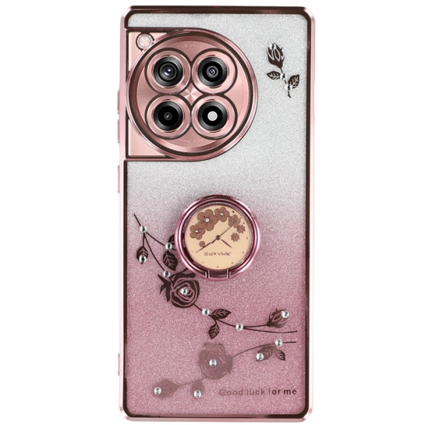 "Kadem" Ring Kickstand hard silicone (TPU) case cover - Pink (OnePlus 12R / Ace 3)