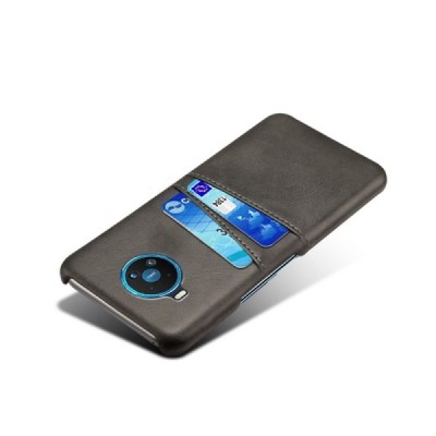 „KSQ“ Shell Nokia 8.3 black leather case - back with pocket for cards | Priedai.lt