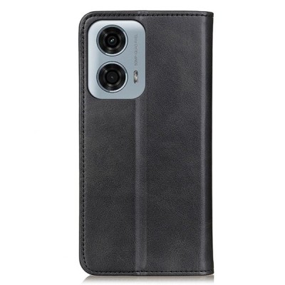 Motorola Moto E14 4G / G04 4G / G04s 4G / G24 4G "Split" black leather flip case - book | Priedai.lt
