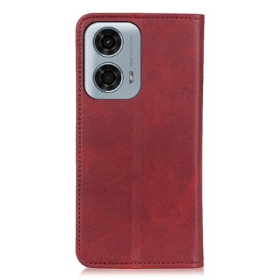 Motorola Moto E14 4G / G04 4G / G04s 4G / G24 4G "Split" Red leather flip case - book | Priedai.lt