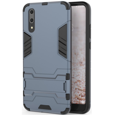 Enhanced protections „Kickstand“ Huawei P20 Blue hard silicone (TPU) and plastic case | Priedai.lt