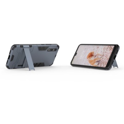 Enhanced protections „Kickstand“ Huawei P20 Blue hard silicone (TPU) and plastic case | Priedai.lt