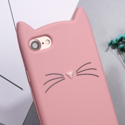 Apple iPhone 7 (iPhone 8, SE 2020) "Kingxbar" Cat hard silicone TPU pink case - back | Priedai.lt