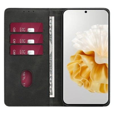 Huawei Honor Magic6 Pro "Kasi" black leather flip case - book | Priedai.lt
