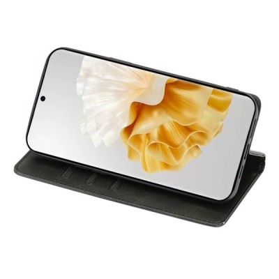 Huawei Honor Magic6 Pro "Kasi" black leather flip case - book | Priedai.lt