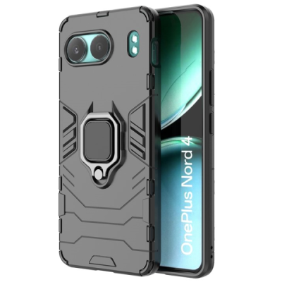 Enhanced protections "Kickstand" OnePlus Nord 4 black hard silicone (TPU) and plastic case | Priedai.lt