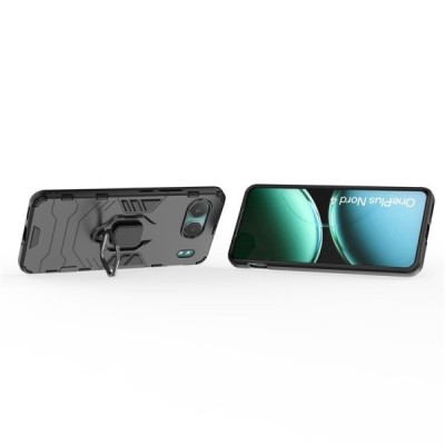Enhanced protections "Kickstand" OnePlus Nord 4 black hard silicone (TPU) and plastic case | Priedai.lt
