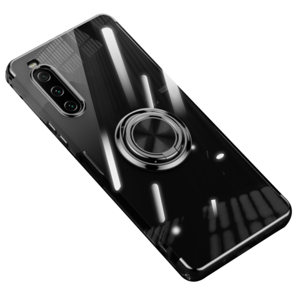 „Fashion“ Kickstand hard silicone (TPU) case - clear / black (Xperia 10 V)