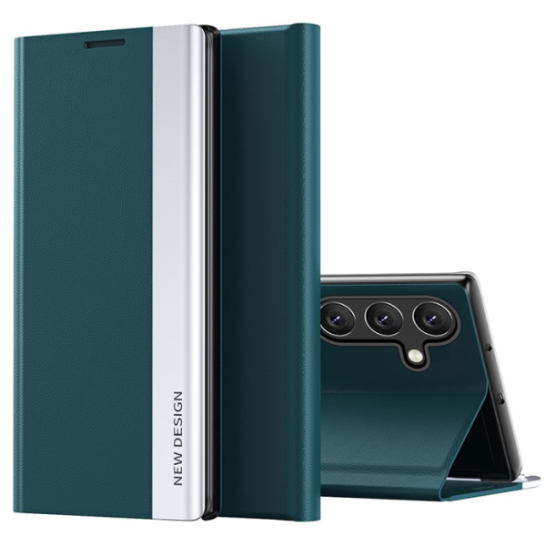 "Baoshi" Side Line flip book case cover - Green (Galaxy A35)