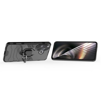 Enhanced protections "Kickstand" Xiaomi Poco F6 5G black hard silicone (TPU) and plastic case | Priedai.lt