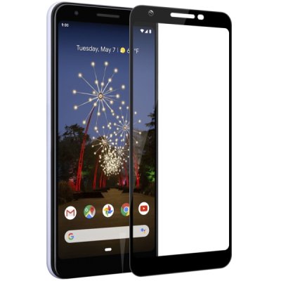 Google Pixel 3a "Rurihai" 9H full coverage protective screen glass - black 2.5D | Priedai.lt