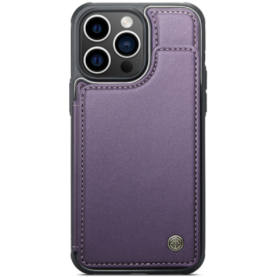 Apple iPhone 15 Pro "CaseMe" Wallet purple case - back | Priedai.lt