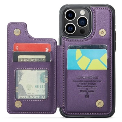 Apple iPhone 15 Pro "CaseMe" Wallet purple case - back | Priedai.lt