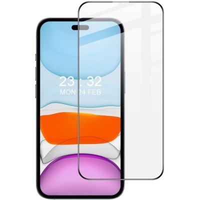 Apple iPhone 16 Pro "IMAK" Tempered Glass reinforced protection black full coverage protective screen glass | Priedai.lt