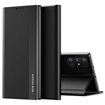 Samsung Galaxy A71 Baoshi Side Line black flip case cover - booklet | Priedai.lt