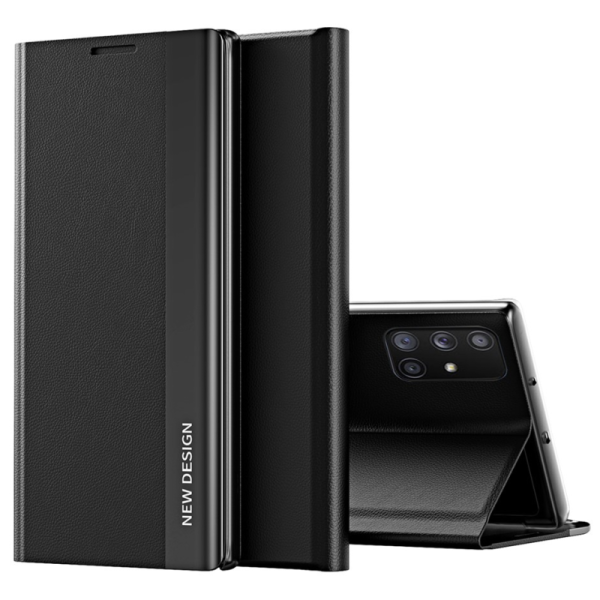 "Baoshi" Side Line flip book case cover - black (Galaxy A71)