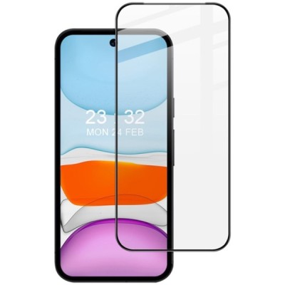 Google Pixel 9a "IMAK" Tempered Glass reinforced protection black full coverage protective screen glass | Priedai.lt