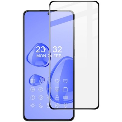 Samsung Galaxy S21 "IMAK" Tempered Glass reinforced protection black full coverage protective screen glass | Priedai.lt