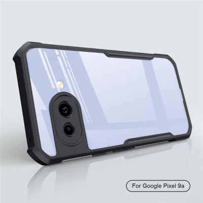Google Pixel 9a "XUNDD" transparent black bordered hard silicone TPU acrylic case - back | Priedai.lt