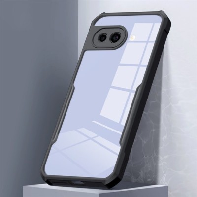 Google Pixel 9a "XUNDD" transparent black bordered hard silicone TPU acrylic case - back | Priedai.lt
