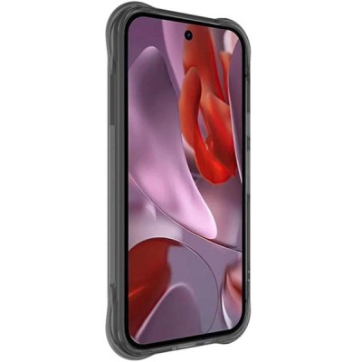 Google Pixel 9a "Imak" reinforced protection hard silicone TPU airbag grey, transparent case - back | Priedai.lt