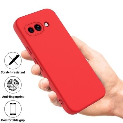 Google Pixel 9a "Shell" hard liquid silicone (TPU) case red - cover | Priedai.lt