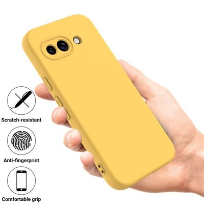 Google Pixel 9a "Shell" hard liquid silicone (TPU) case yellow - cover | Priedai.lt