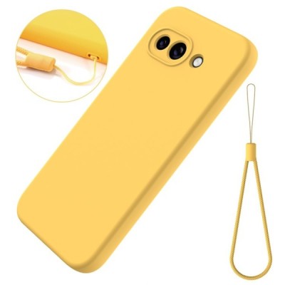 Google Pixel 9a "Shell" hard liquid silicone (TPU) case yellow - cover | Priedai.lt