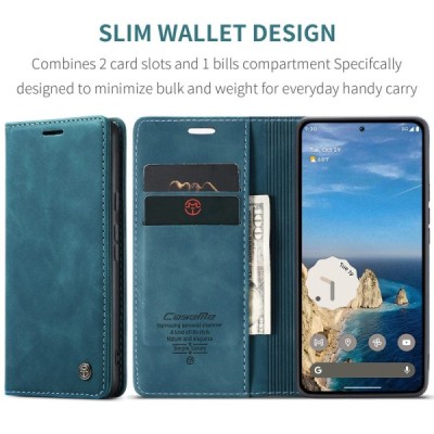 Google Pixel 9a CaseMe Retro Solid Flip Case Book - Green | Priedai.lt