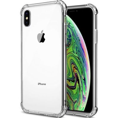 Apple iPhone X (iPhone Xs) reinforced protection hard silicone TPU transparent case - back | Priedai.lt
